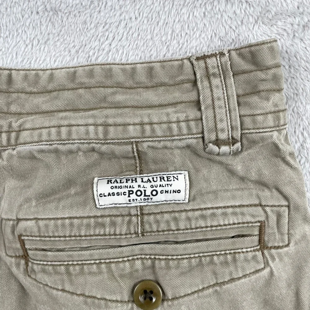Vintage Polo Ralph Lauren Cargo Shorts Men 32 Beige Thick Cotton Flap Y2K 10